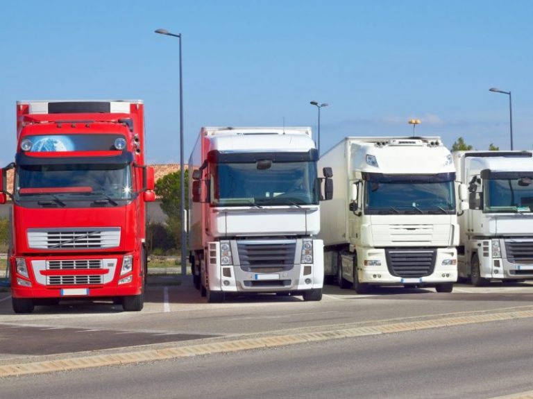 Trucks in a row